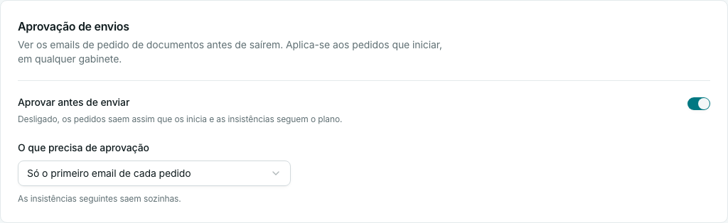 Aprovação de envios