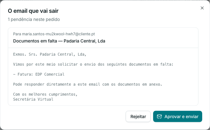 O email que vai sair